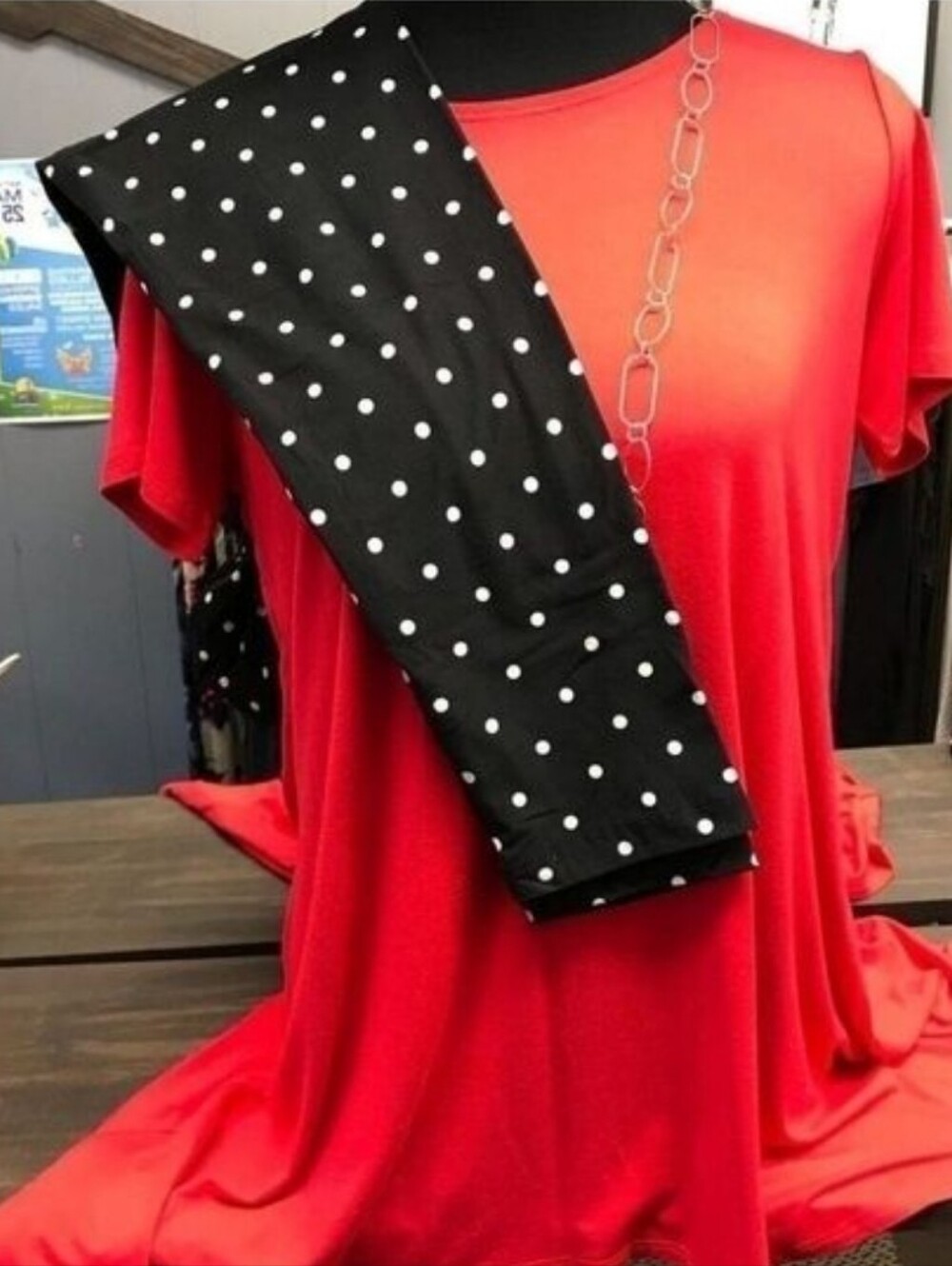LEGGINGS DEPOT Black & White polka dot Print Full Length Leggings Size 10 NWT